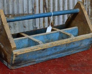 Primitive Blue Paint Carrying Tray