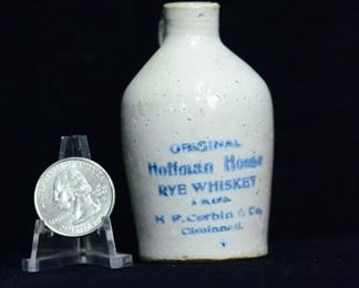 Miniature Advertising Stoneware Jug, Hoffman House Cincinnati HF Corbin & Co