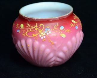Hand Painted Cranberry & Pink Bowl