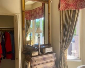 Grandmillennial hand-painted dresser and matching tall mirror 