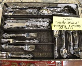 Large set of pretty stainless flatware