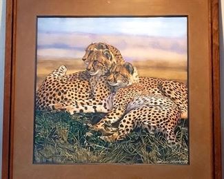 Original watercolor of cheetahs by Susan Arnold