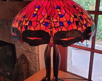 Large bronze Tiffany style lamp...30 in. in height!