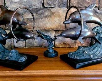 Large Dolphin bookends