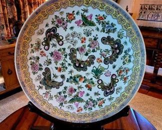 Large 24" vintage chinese butterfly platter