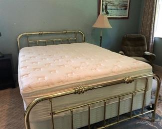 Brass bed - with footboard - excellent condition..  Queen  - The mattress and box spring are also available.  Pristine condition