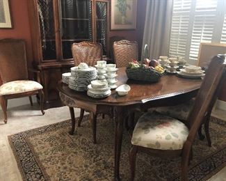 Dining table with 2 - 20" Leaves and custom pads - White Furniture Company. 6 chairs