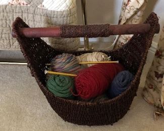 Knitting basket and yarn