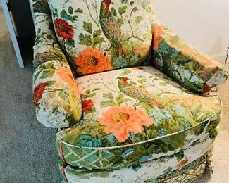 Vintage Baker floral bird side chair