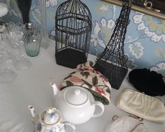 Teapots and  wire decor