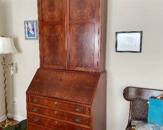 Stunning burl walnut secretary--this is an outstanding piece of furniture