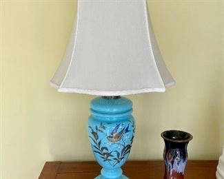 Beautiful blue french glass lamp