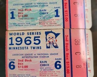 Box ticket stubs for the 1965 world series.