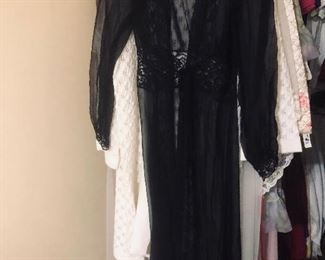 Vintage boudoir black trousseau robe
