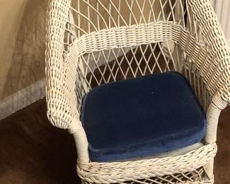 antique wicker child's rocking chair