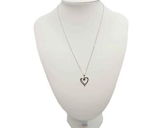 04 Sterling Necklace With Heart With Diamonds