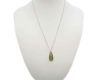 Sterling Peridot Charm With Necklace Authenticity Unknown