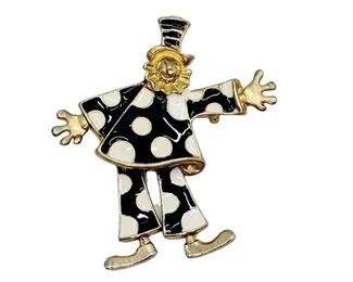 Vintage Articulated Clown Brooch Pendant