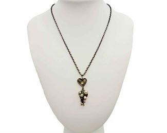 Vintage BMJC Sterling Heart Necklace With Freshwater Pearls Authenticity Unknown