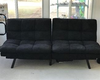 2019 Nisco Furniture Suede Fabric Futon. Dimensions when laid flat: 6ft long, 3-1/2ft wide, 8in clearance underneath. One owner. Asking price $50.00.