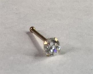 14K Gold CZ Nose Pin