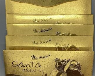 Holiday (Santa Claus) Gold Foil Envelopes, 8.5" x 3.75"