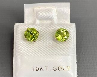 10k Gold Peridot Stud Earrings, 1.46ct