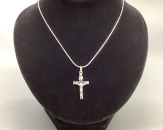 Sterling Silver 18" Cross Necklace, 2.9gtw