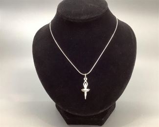 Sterling Silver Necklace with Ballerina Pendant, 4.0gtw, with 18" chain