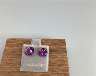 14k Gold and Amethyst Earrings, 3.25ct
