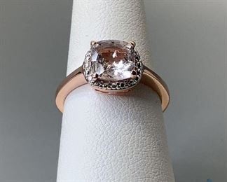 Size 7 Silver Morganite Ring.
