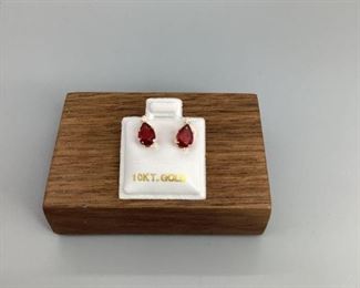10k Gold, Ruby (1.8ct) and Moissanite 0.55 Stud Earrings