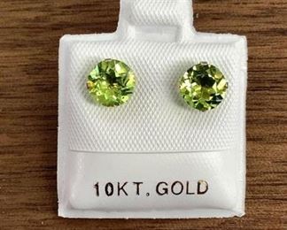 10kt Gold and Peridot, 1.73ct, earrings.