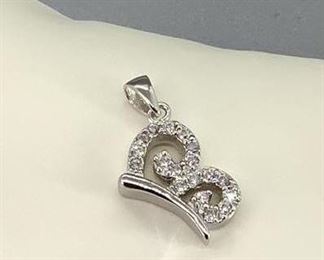Sterling Silver and CZ Pendant, 3/4"