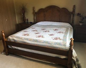 Headboard, footboard and frame have sold. Mattress and boxspring is still available.