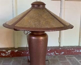 Mica Lamp Co large copper lamp with mica shade