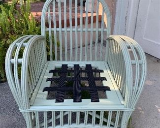 Vintage painted rattan/wicker club chair.