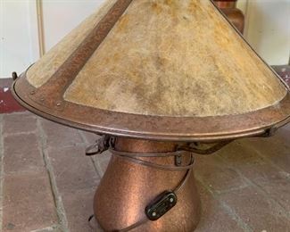 Mica Lamp Co small copper lamp with mica shade