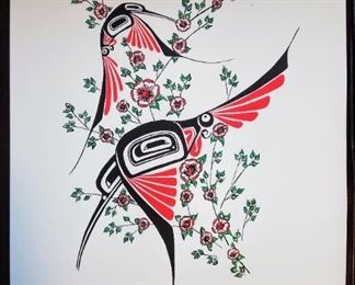 Signed northwest native hummingbirds print.