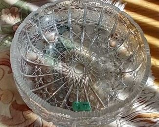 Large and Deep Authentic Cut Crystal Bowl, possibly from Europe.