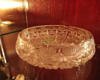 Clear cut all over Lead Crystal Ashtray, probably from Europe.