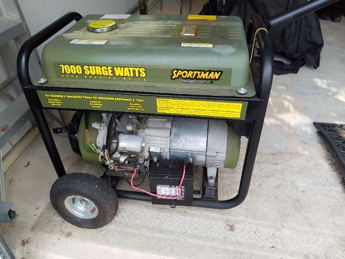 Gas Powered Emergency Electric Generator, 6,000. Watts regular output, pull direction, pneumatic air tires, asking $400. Obo.