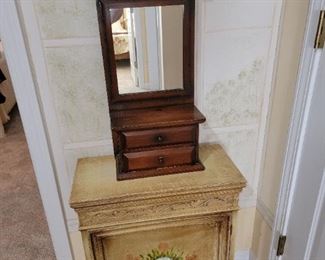 Antique Shaving Mirror  with Two Drawers