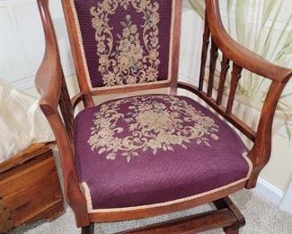 Antique  Victorian Embroidered Chair