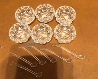 Crystal Glass Salt Cellars With Spoons (12 pieces - 6 Sets)