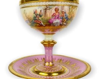 Dresden Pink Ambrosias Lamm Footed Cup & Saucer