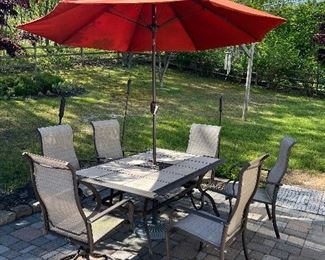 Table, 6 Chairs, Umbrella and stand 
SOLD 