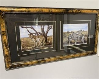 Mid Century Cheetah and Zebra Safari Jungle Wall Art