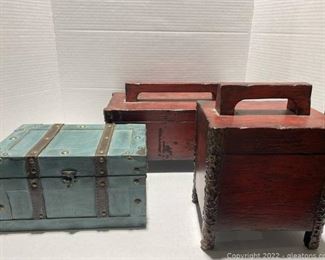 Oriental Style Decorative Shelf Trunks Boxes