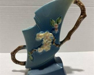 Roseville Pottery USA Blue Apple Blossoms Vase